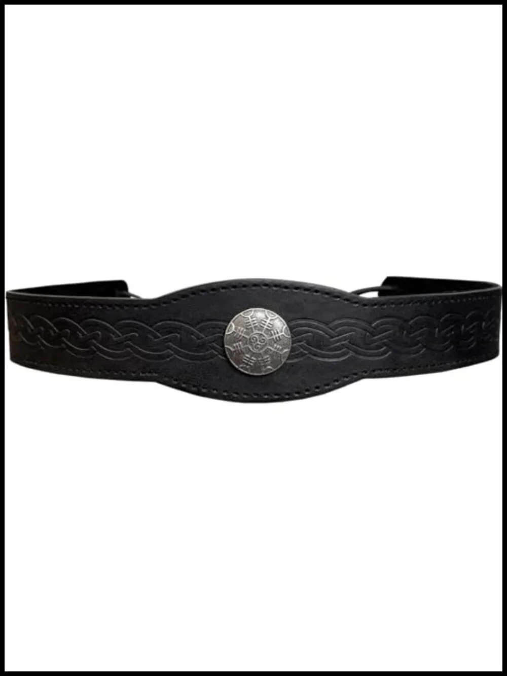 Medieval Embossed Faux Leather Headband Adjustable Renaissance Cosplay